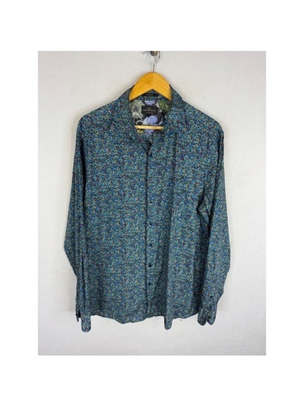 Rodd & Gunn Mens Original Fit Floral Button Down Shirt Blue Green Large Italian